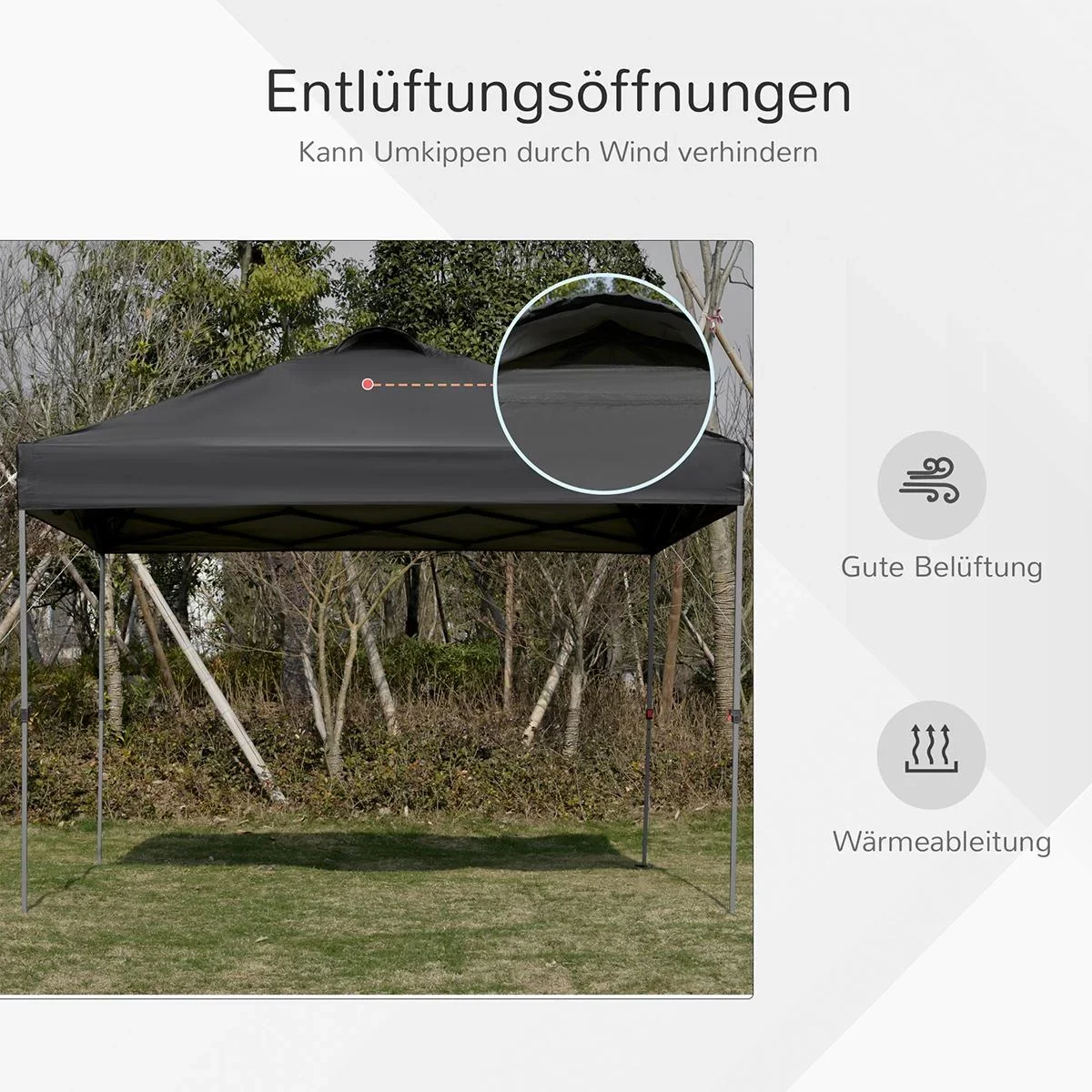 Pop-Up-Pavillon zusammenfaltbar schwarz - 5