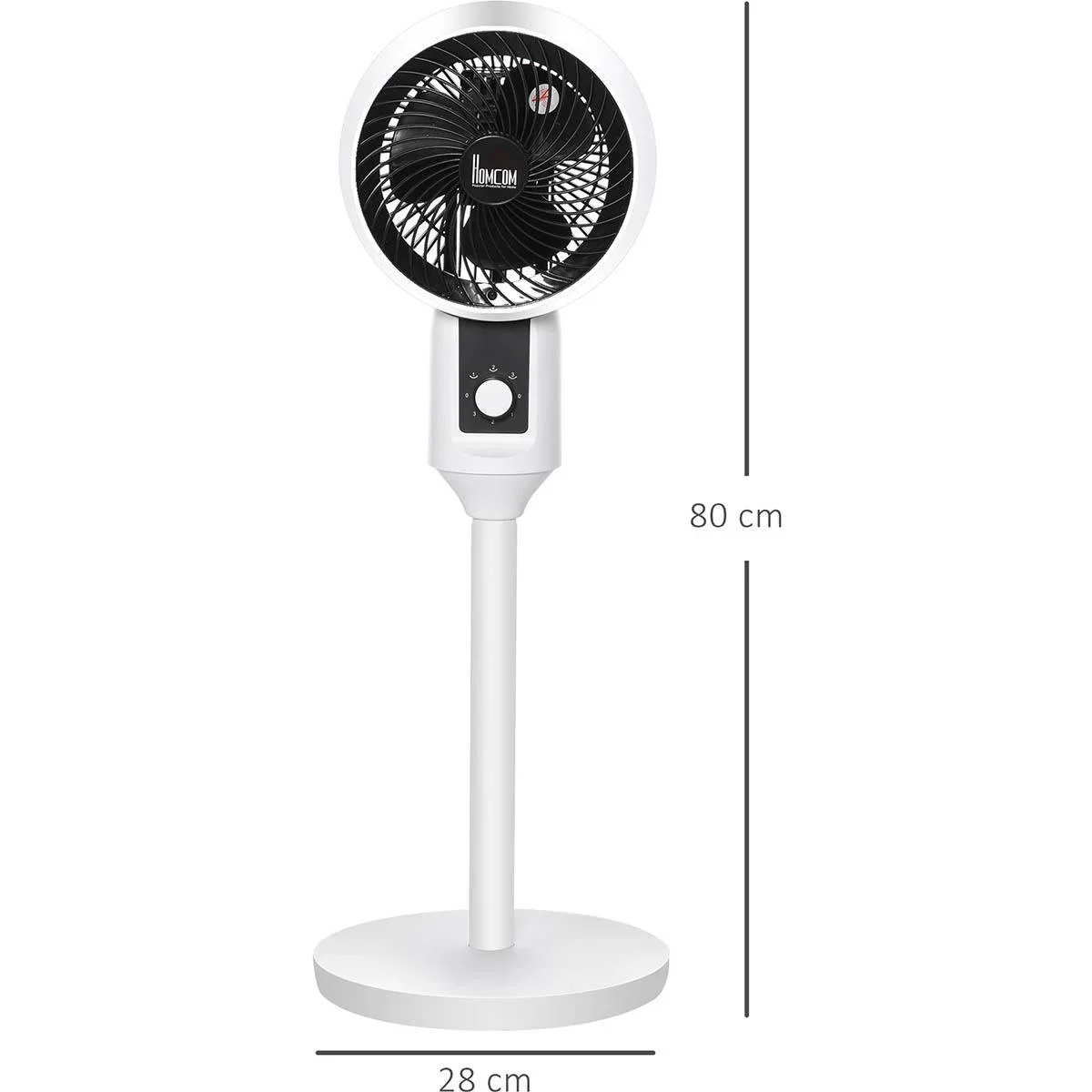 Standventilator 3 Geschwindigkeiten Luftumwälzung einstellbar 70° Oszillation Kunststoff Stahl Ø28 x 80H cm - 3