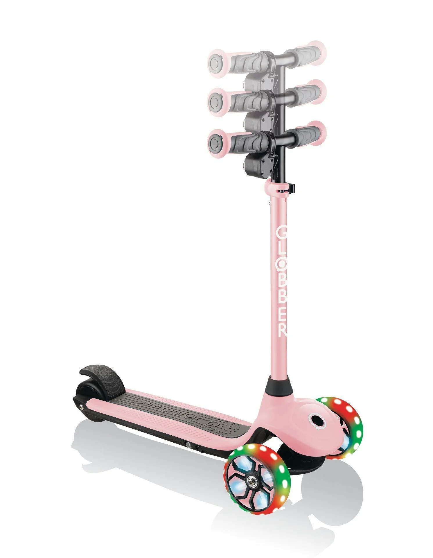 ONE K E-MOTION 4 PLUS   E-Scooter, Lithium-Batterie, 80 W Motor, 125/90 mm, 3-rädrig, LED-Rollen, pastellrosa - 0