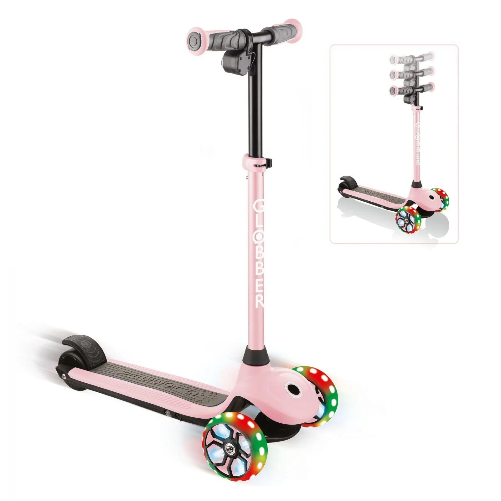 ONE K E-MOTION 4 PLUS   E-Scooter, Lithium-Batterie, 80 W Motor, 125/90 mm, 3-rädrig, LED-Rollen, pastellrosa - 2
