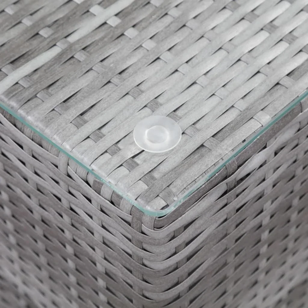 Beistelltisch 3-teilig mit Glasplatte Poly-Rattan grau - 3