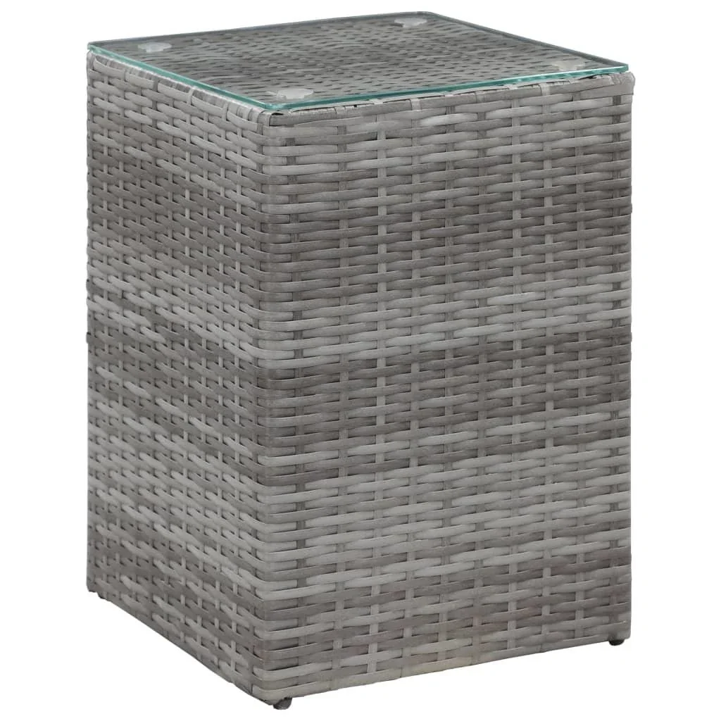 Beistelltisch 3-teilig mit Glasplatte Poly-Rattan grau - 4