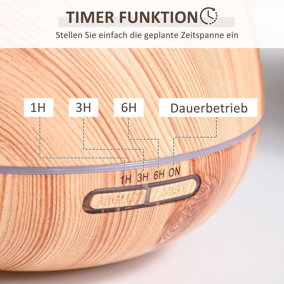 Aroma Diffuser für ätherische Öle mit LED natur - 6