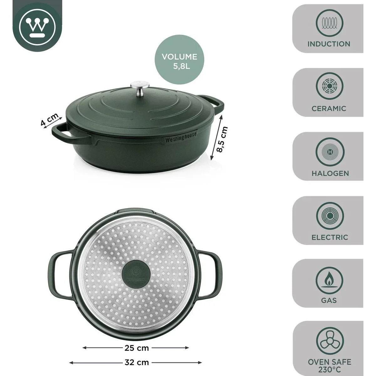 Performance Series Bratpfanne - Sauteuse - Backofen geeignet - 32 cm - Grün - 1