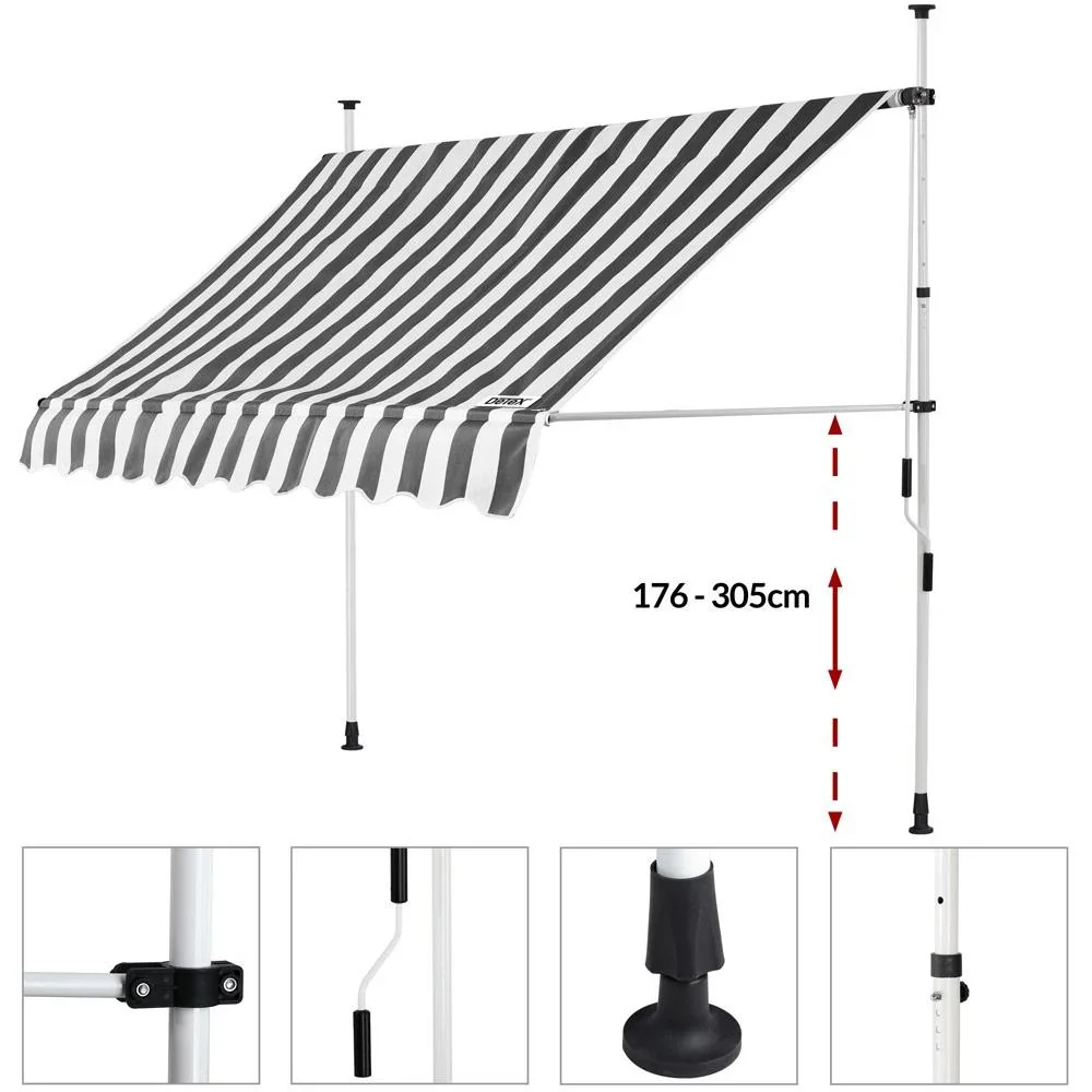 Klemmmarkise Weiß/Grau 250cm - 0