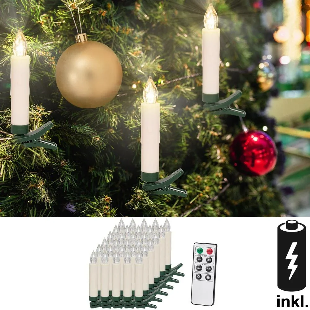 Geführte Weihnachtskerzen 30 x warmes Weiß mit Fernbedienung & Timer - 1