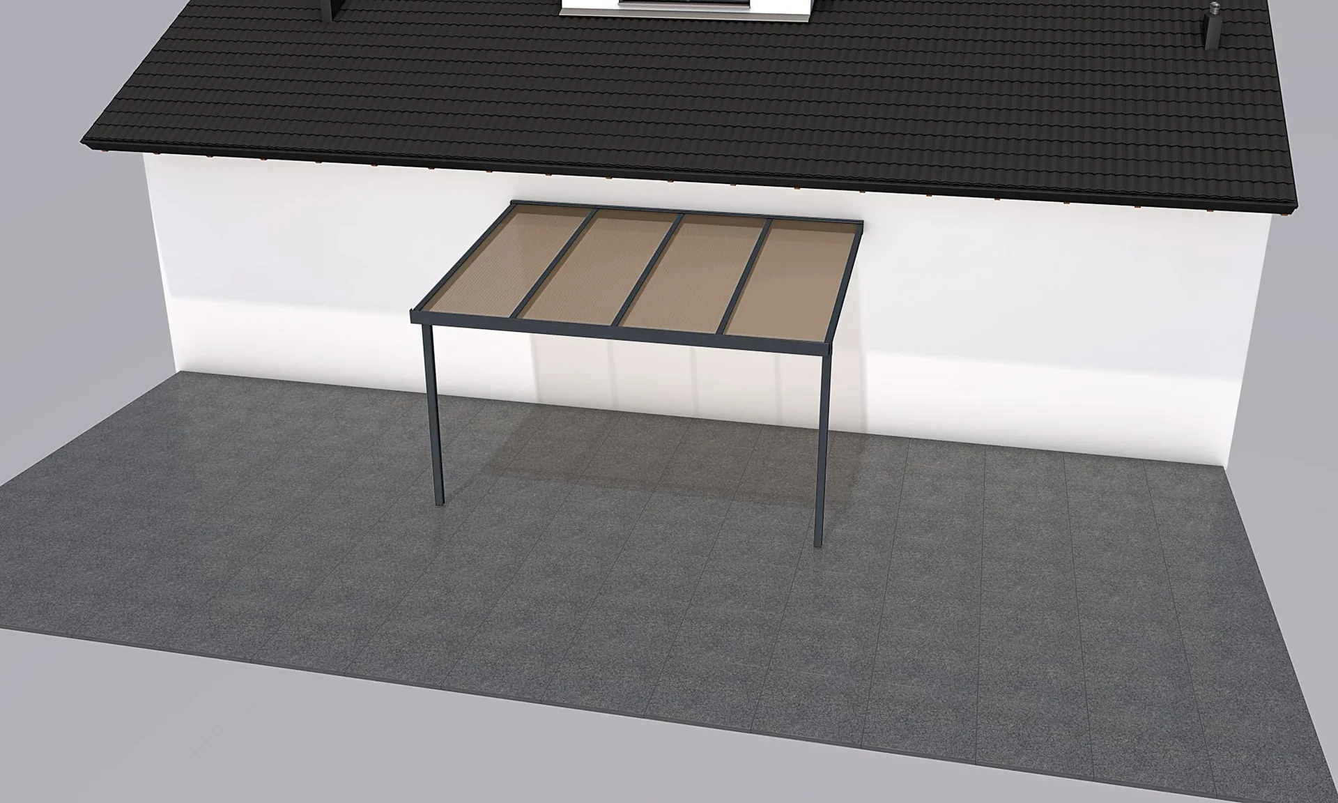 Terrassendach Premium, anthrazit, 4102 x 3060 mm - Acryl Stegplatten 16mm, bronze - 4