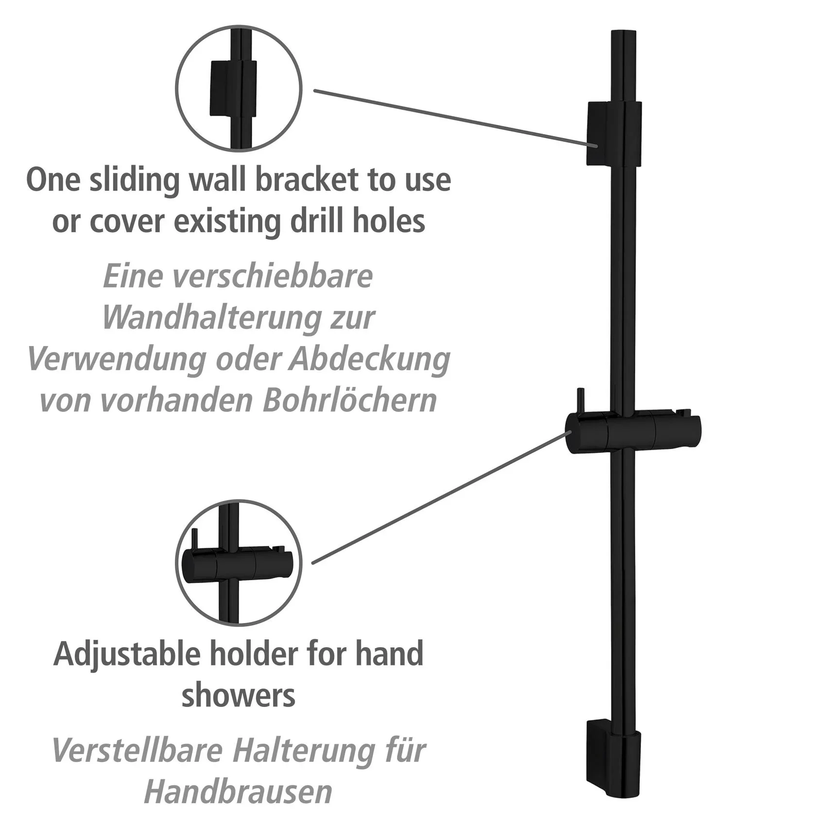 Duschstange Classic Schwarz 70 cm - 2
