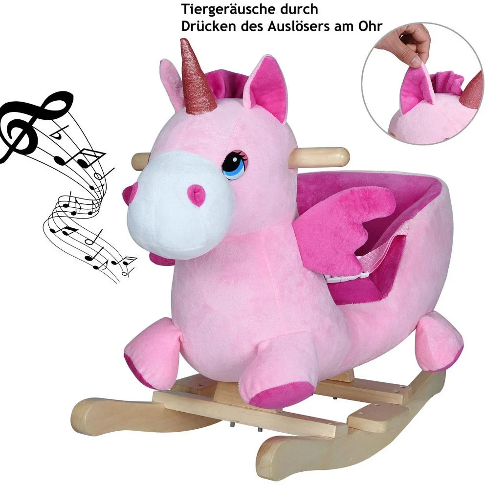 Schaukelstuhl Kinder Einhorn mit Sicherheitsgurt - 0