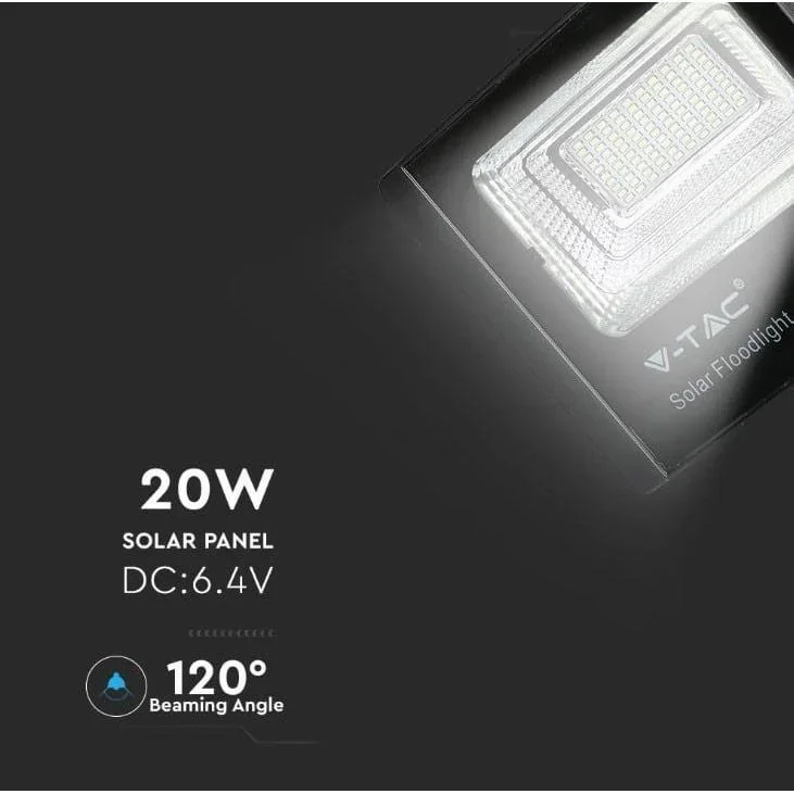 VT-60W Solar-Flutlicht mit Solarpanel - 1650 Lm - 6000K - Schwarz - 3