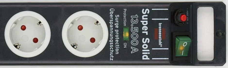 Steckdosenleiste Super-Solid 8-fach mit 13500 A Überspannungsschutz, schwarz grau - 2
