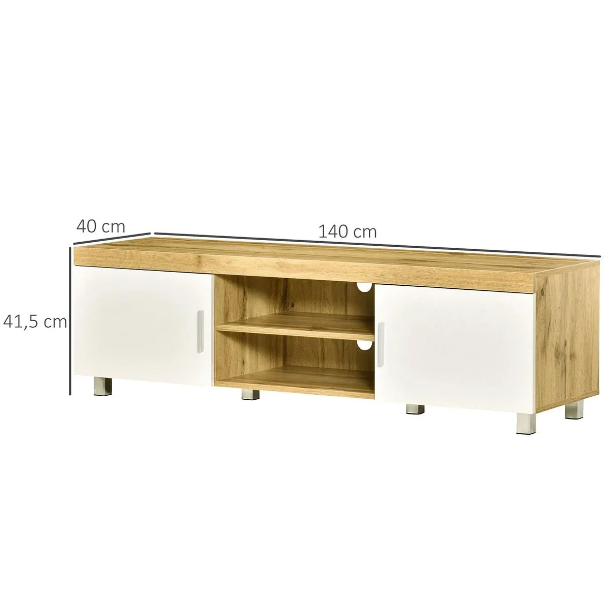 TV Lowborad Fernsehtisch Fernsehschrank TV-Board TV-Schrank TV-Kommode für Fernseher bis 63 Zoll mit 2 Ablageböden Türen - 1