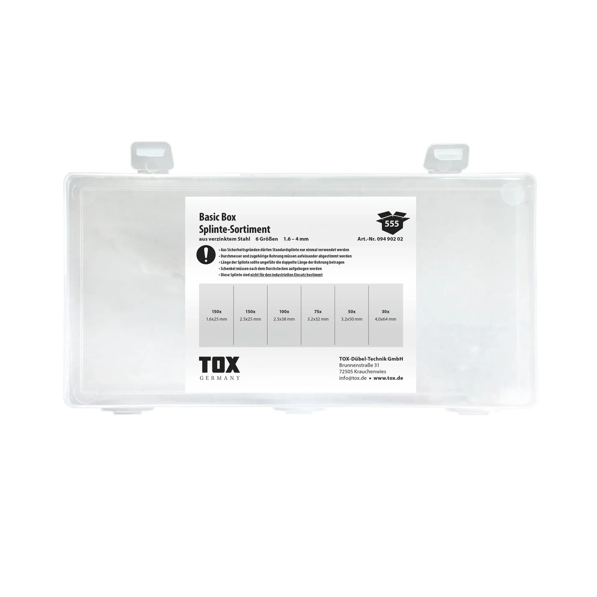 Splinte - Sortiment Basic Box 555-teilig - 2