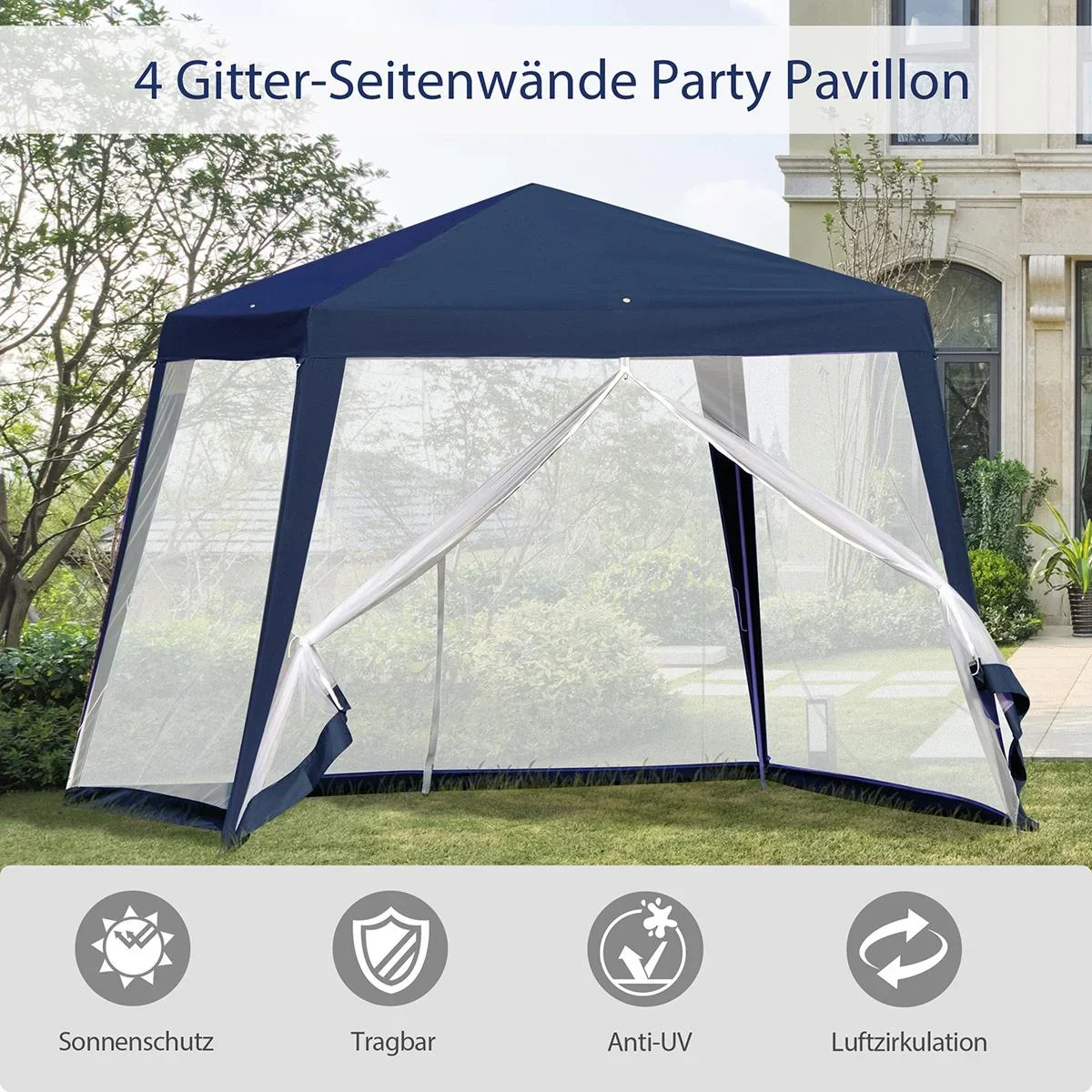 Pavillon mit Moskitonetz beige - 0