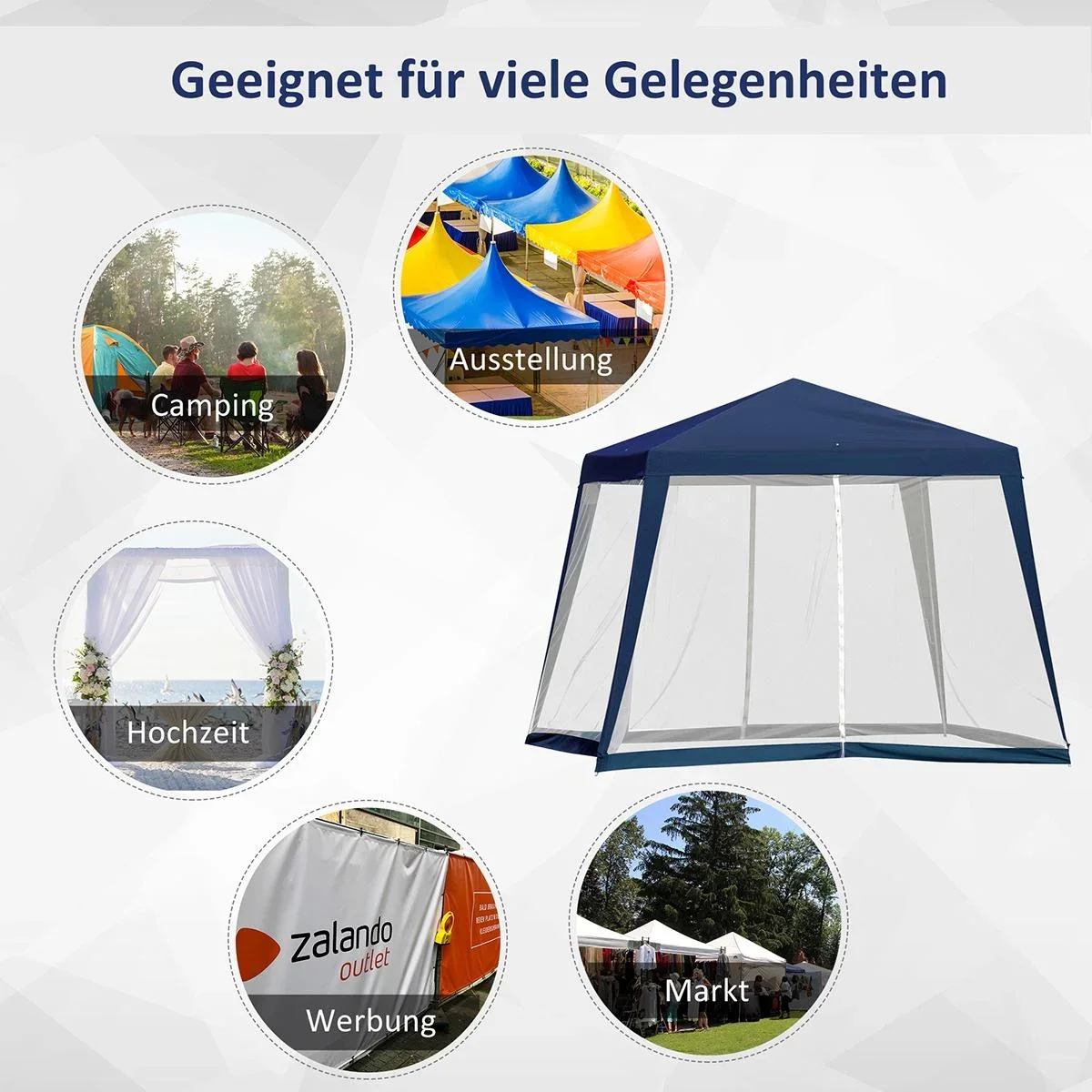 Pavillon mit Moskitonetz beige - 2