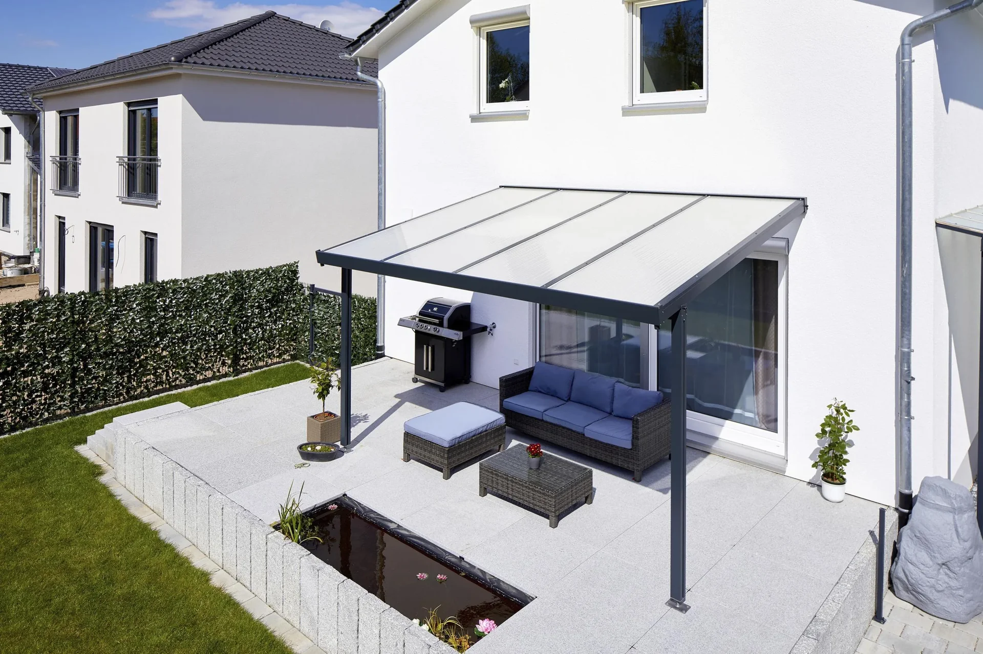 Terrassendach Premium, anthrazit, 4102 x 3060 mm - Klima blue - 1