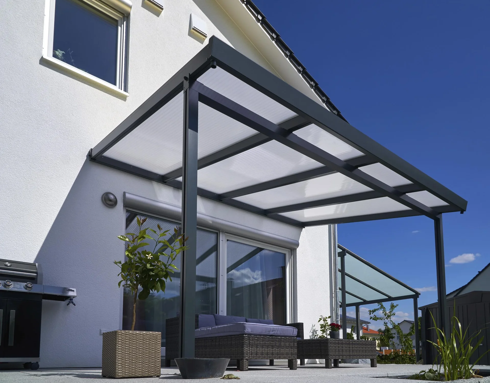 Terrassendach Premium, anthrazit, 4102 x 3060 mm - Klima blue - 4