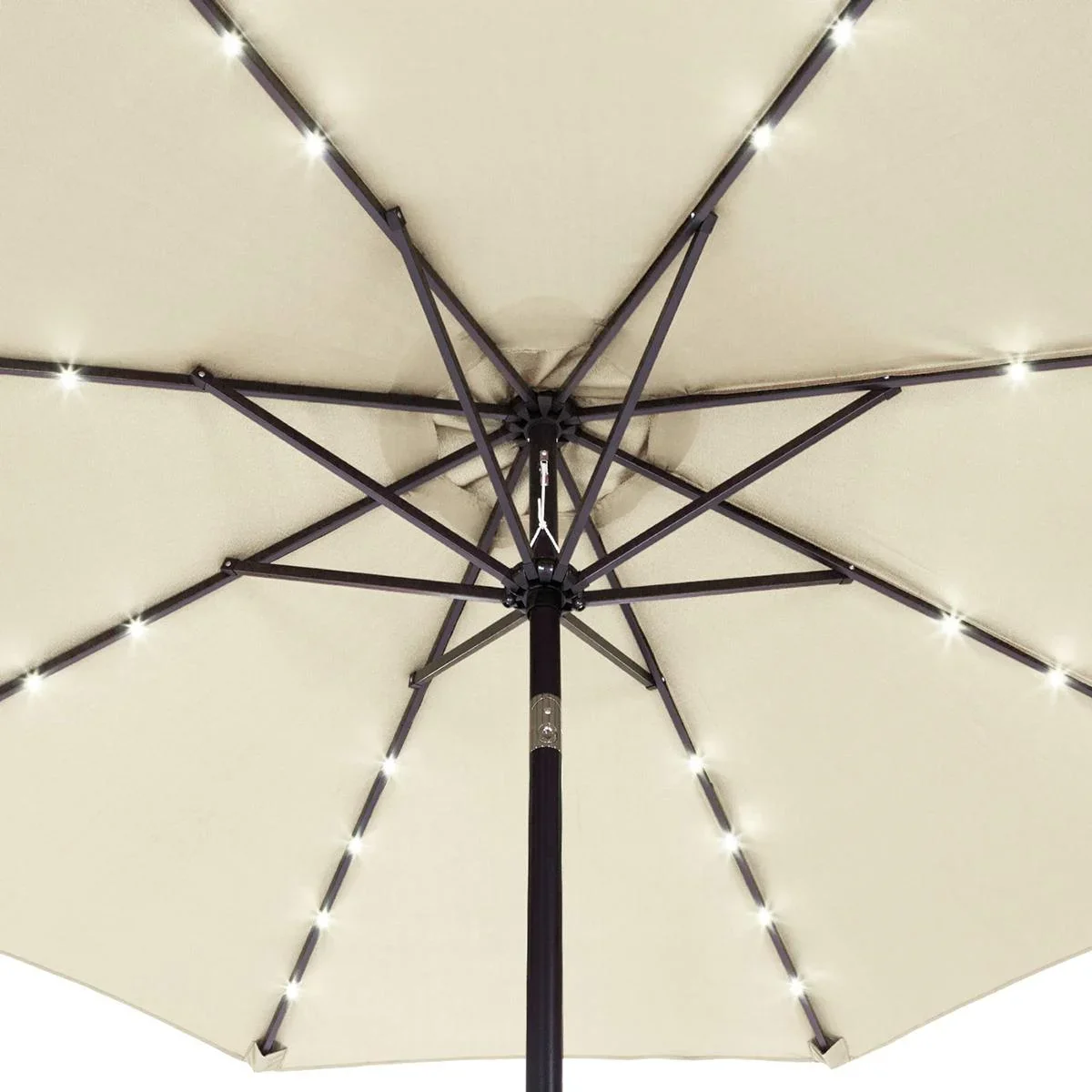 Sonnenschirm Maïmi mit LED-Beleuchtung, kippbar, cremefarben - Ø 2,7m - 3