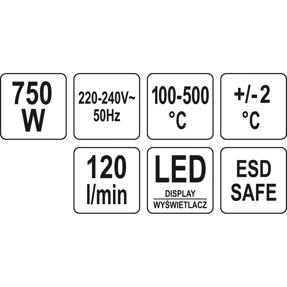 Lötstation mit LED-Anzeige - 750W - 100/500°C - 2