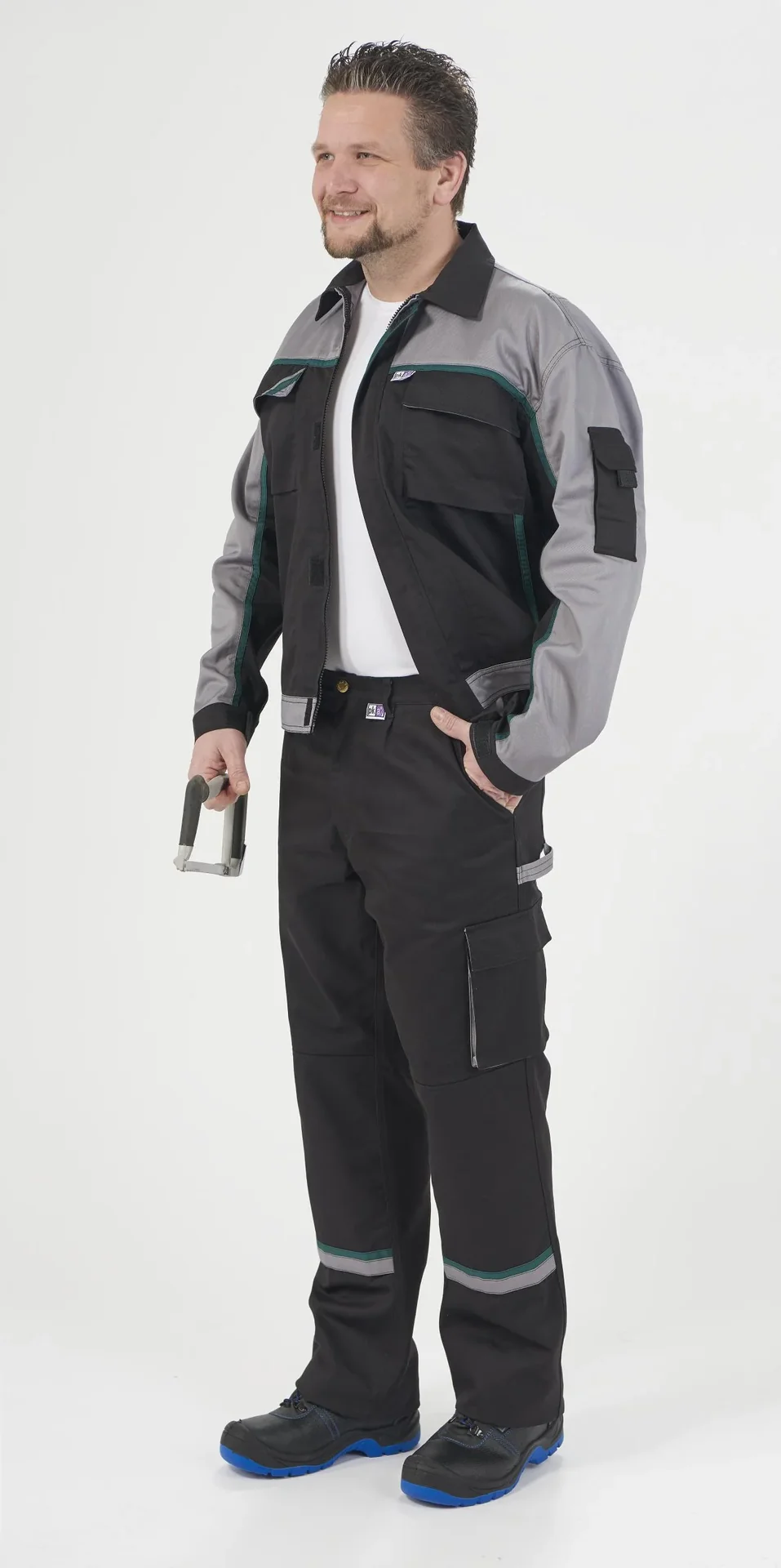 Blousonjacke, Farbe schwarz/grau/grün, Gr. 60 - 6