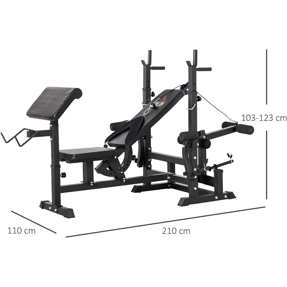 Multifunktions Trainingsbank mit Langhantel Ablage Schwarz - 0