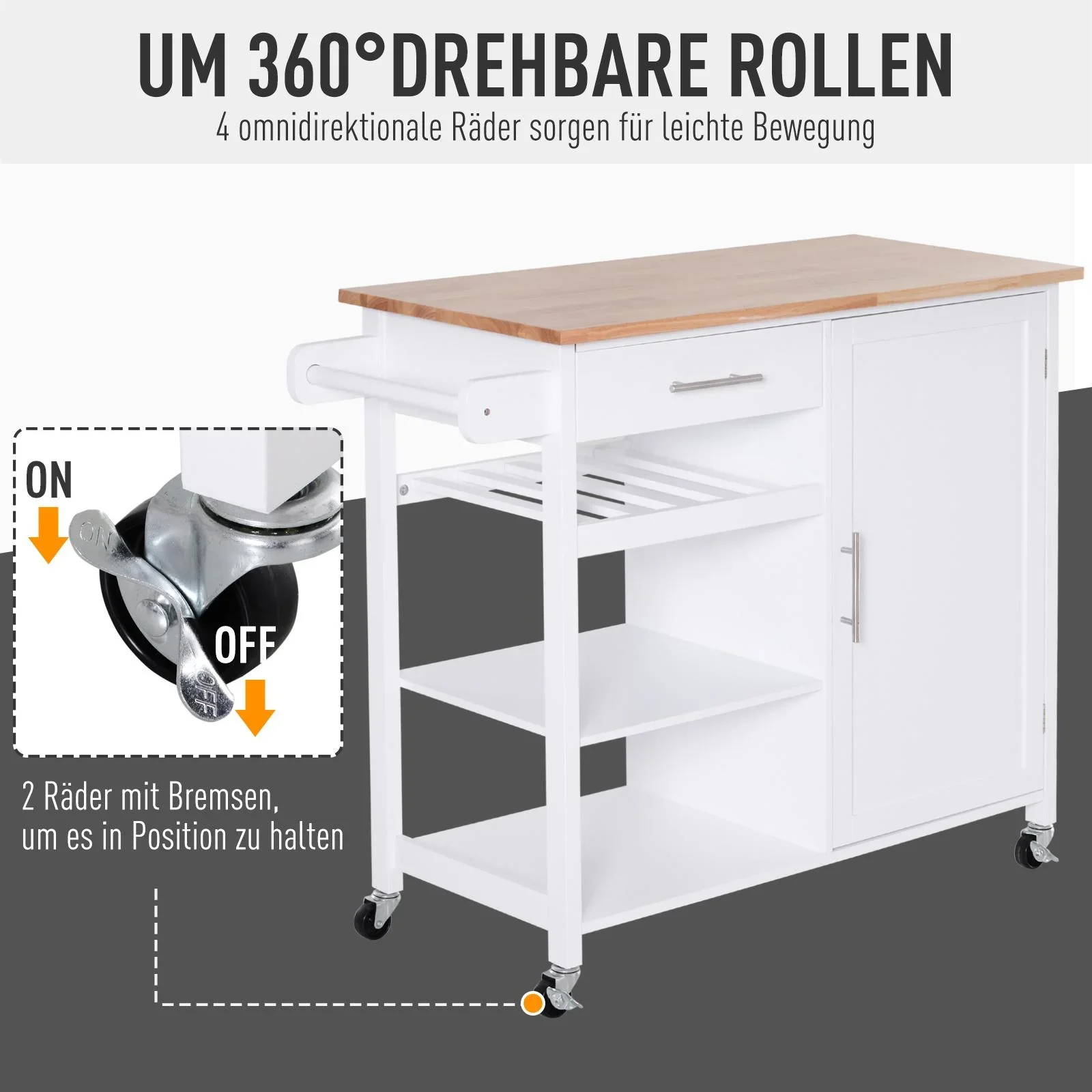 Küchenrollwagen mit Schublade - 4