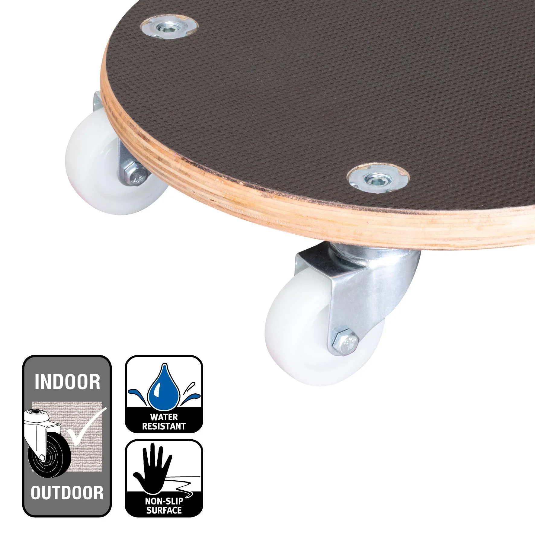 Multi Roller MR 1351, Ø 29 x 8,5 cm, harte Rollen Ø 50 mm, Gleitlager, Multiplex Platte FSC®, Tragkraft 200 kg - 1