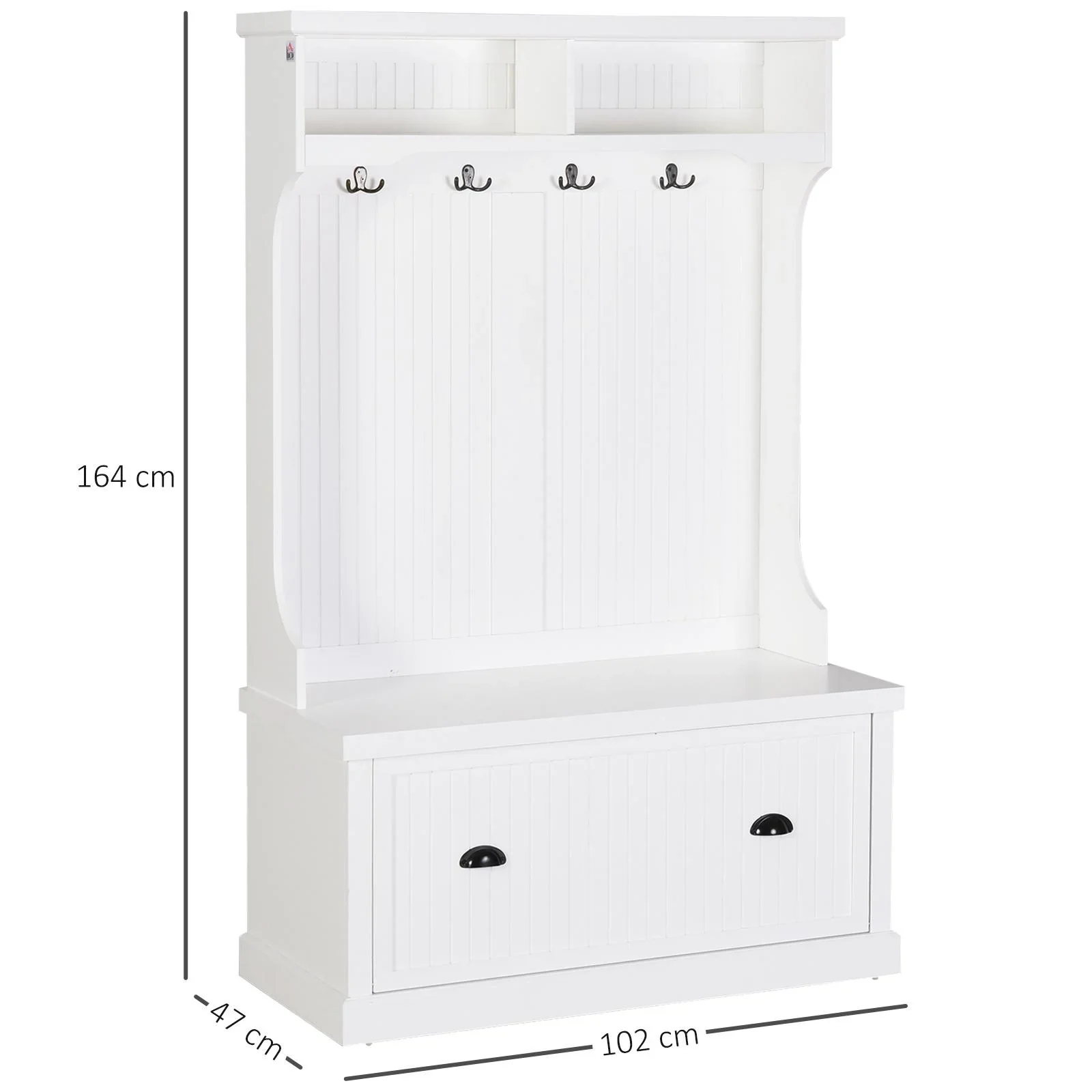 Garderobe mit Bank, weiß - 0