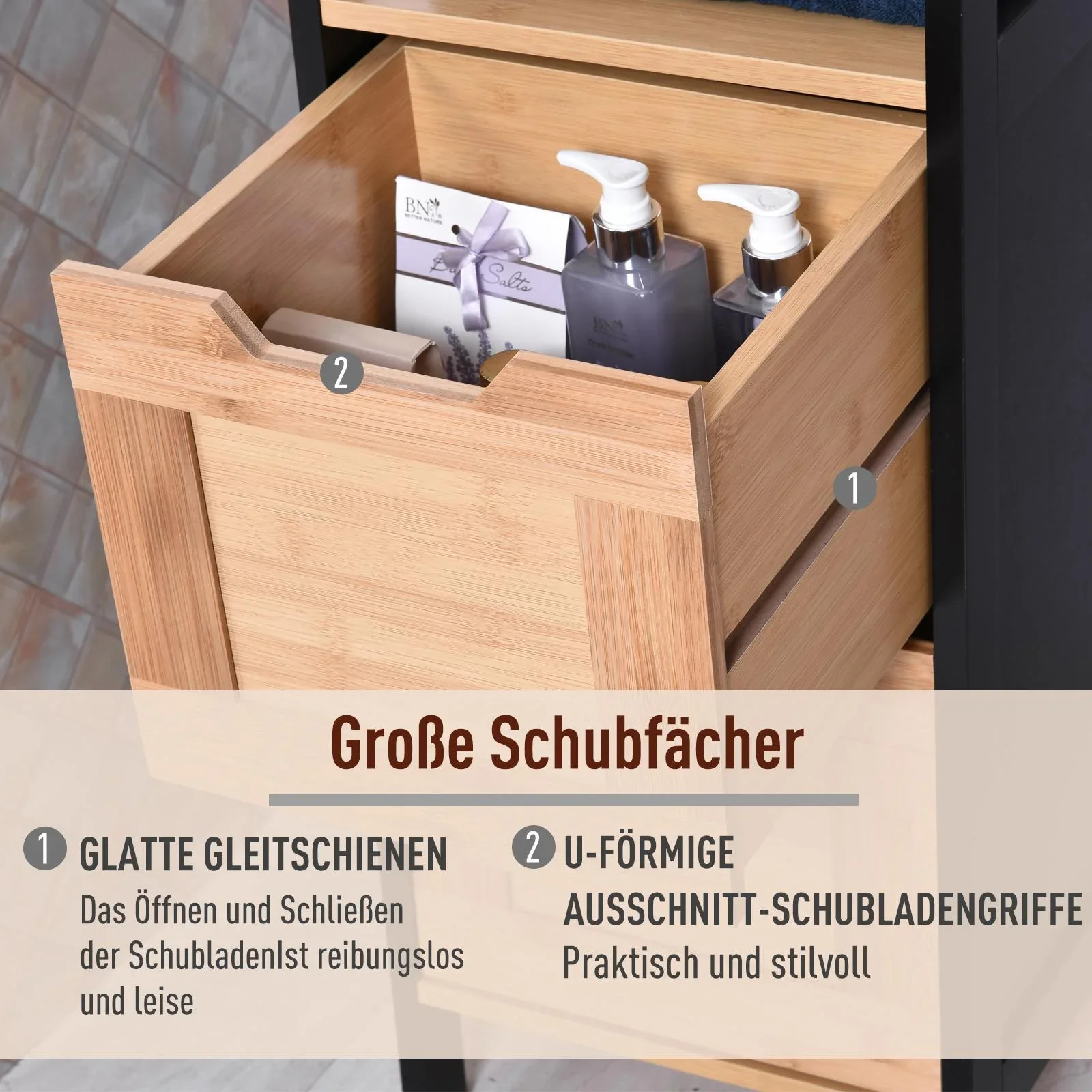Badezimmerregal mit 3 Ablagen - 6