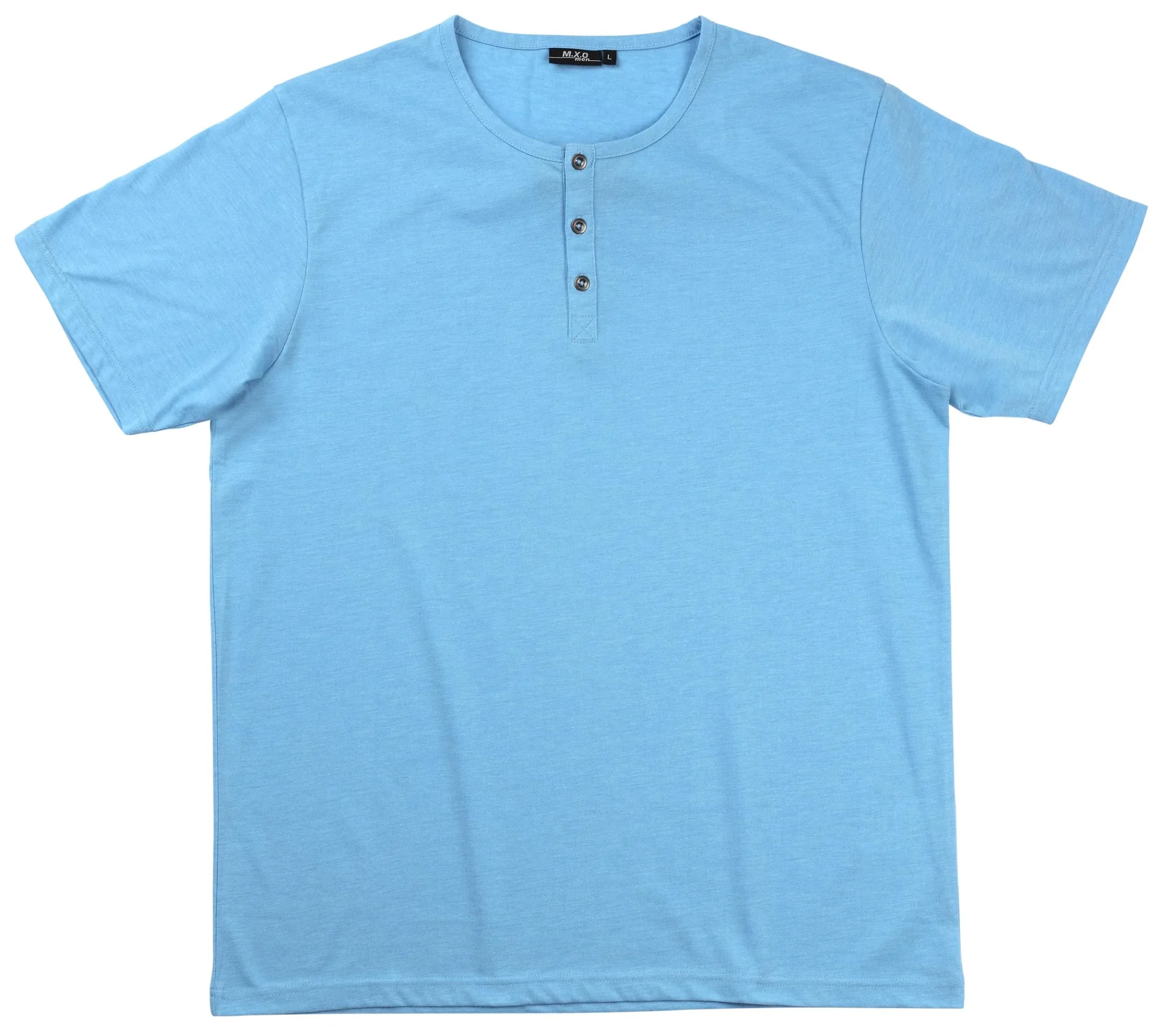 T-Shirt mit Knopfleiste, Farbe blau/melange, Gr.L - 0