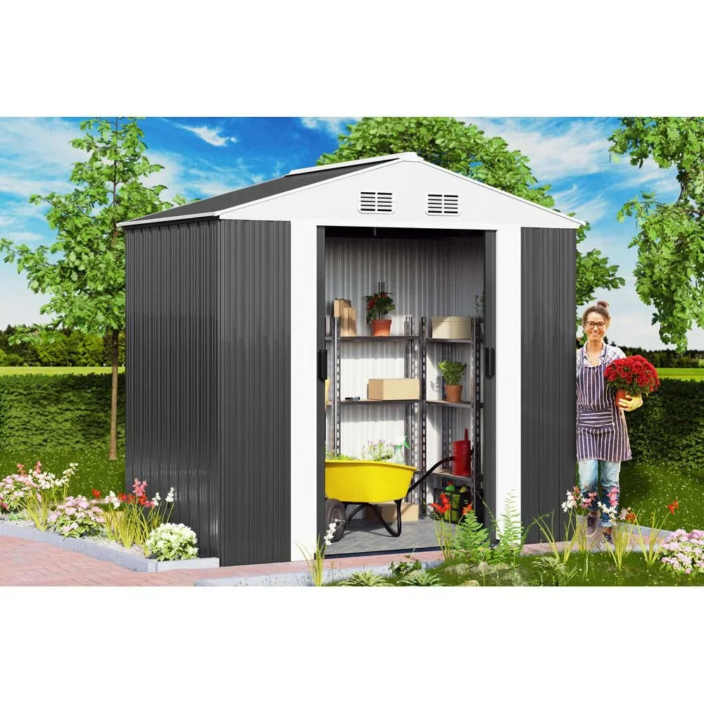 Gartenhaus anthrazit Metall 210x132x186cm - 4