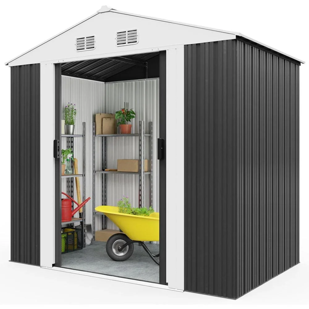 Gartenhaus anthrazit Metall 210x132x186cm - 6