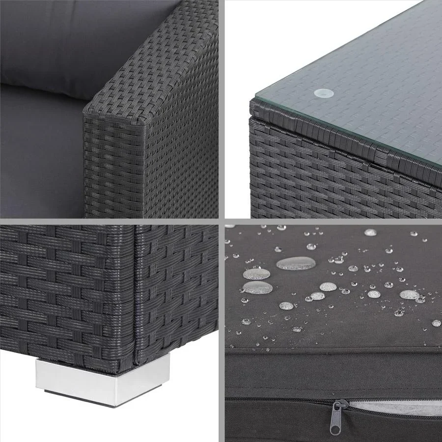 Polyrotan Lounge-Set 16-Sitzer - Schwarz-Anthrazit - 4