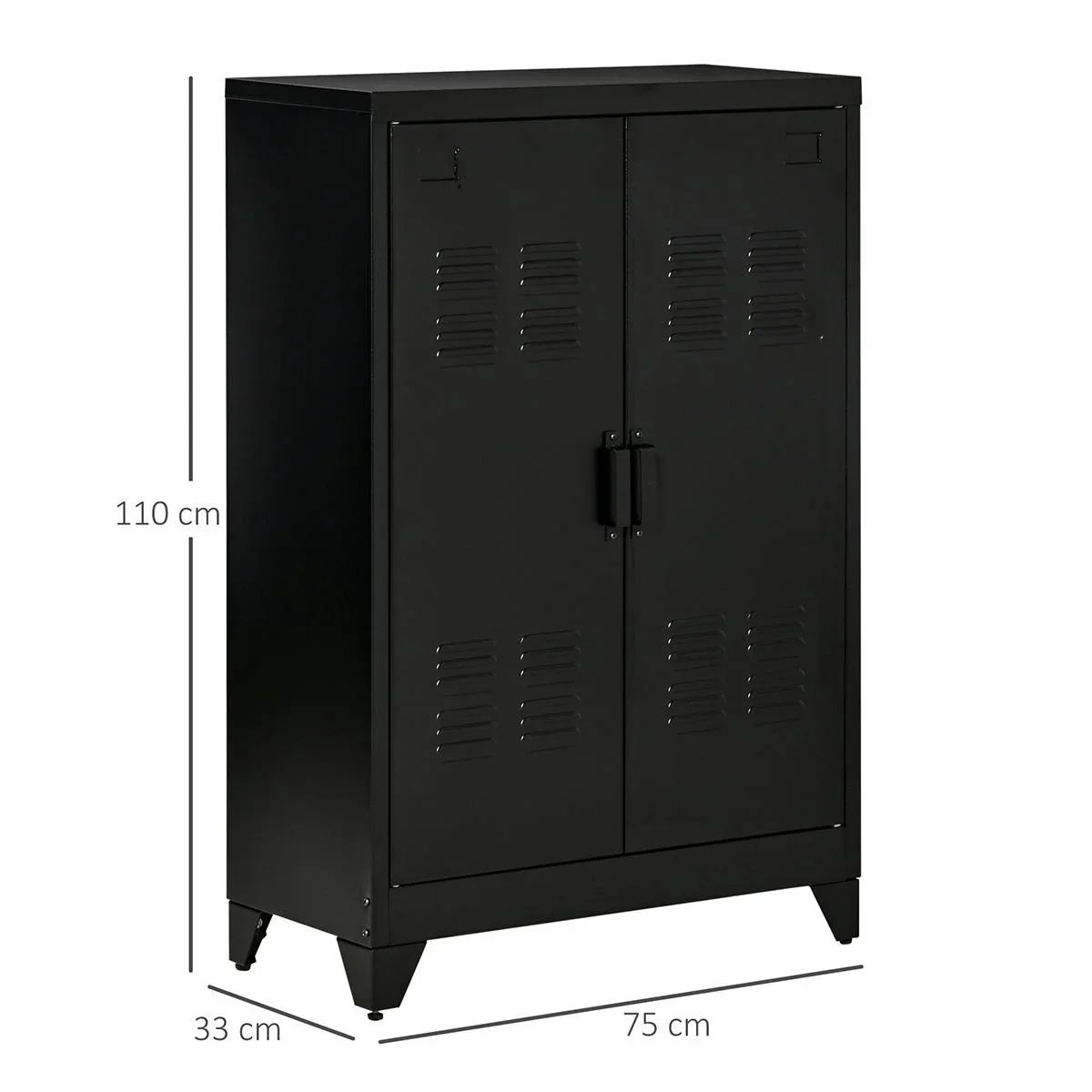 Sideboard Aktenschrank mit Lamellentüren Kleiderschrank Lagerschrank industriell Metall Schrank mit 2 verstellbaren Einl - 0