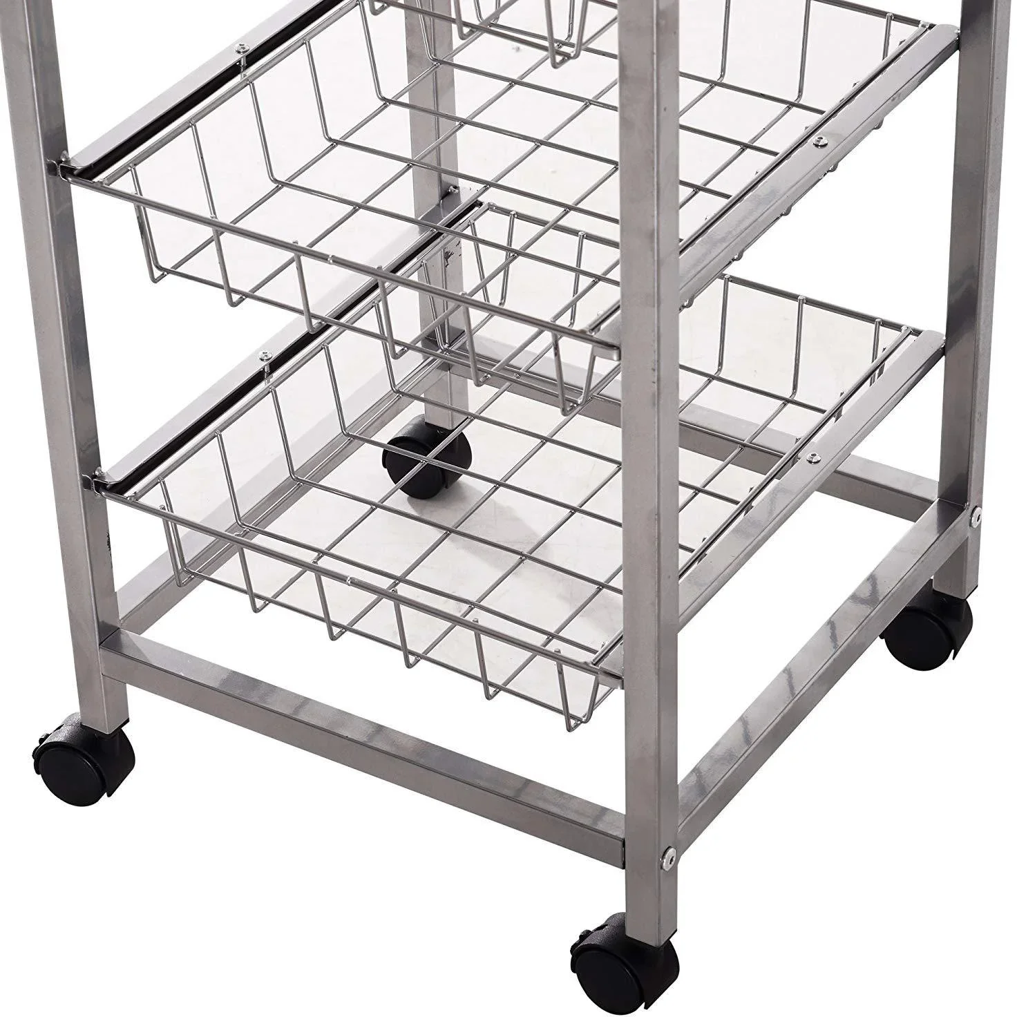 Servierwagen Küchenwagen Beistellwagen Rollwagen 4-stöckig rollbar Weiß - 5