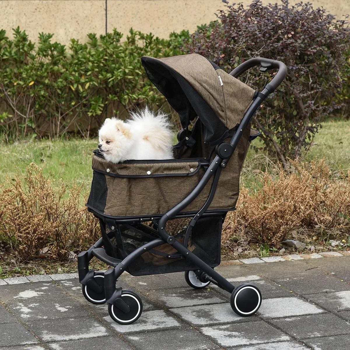 Haustierbuggy mit Klappfunktion braun, schwarz - 1