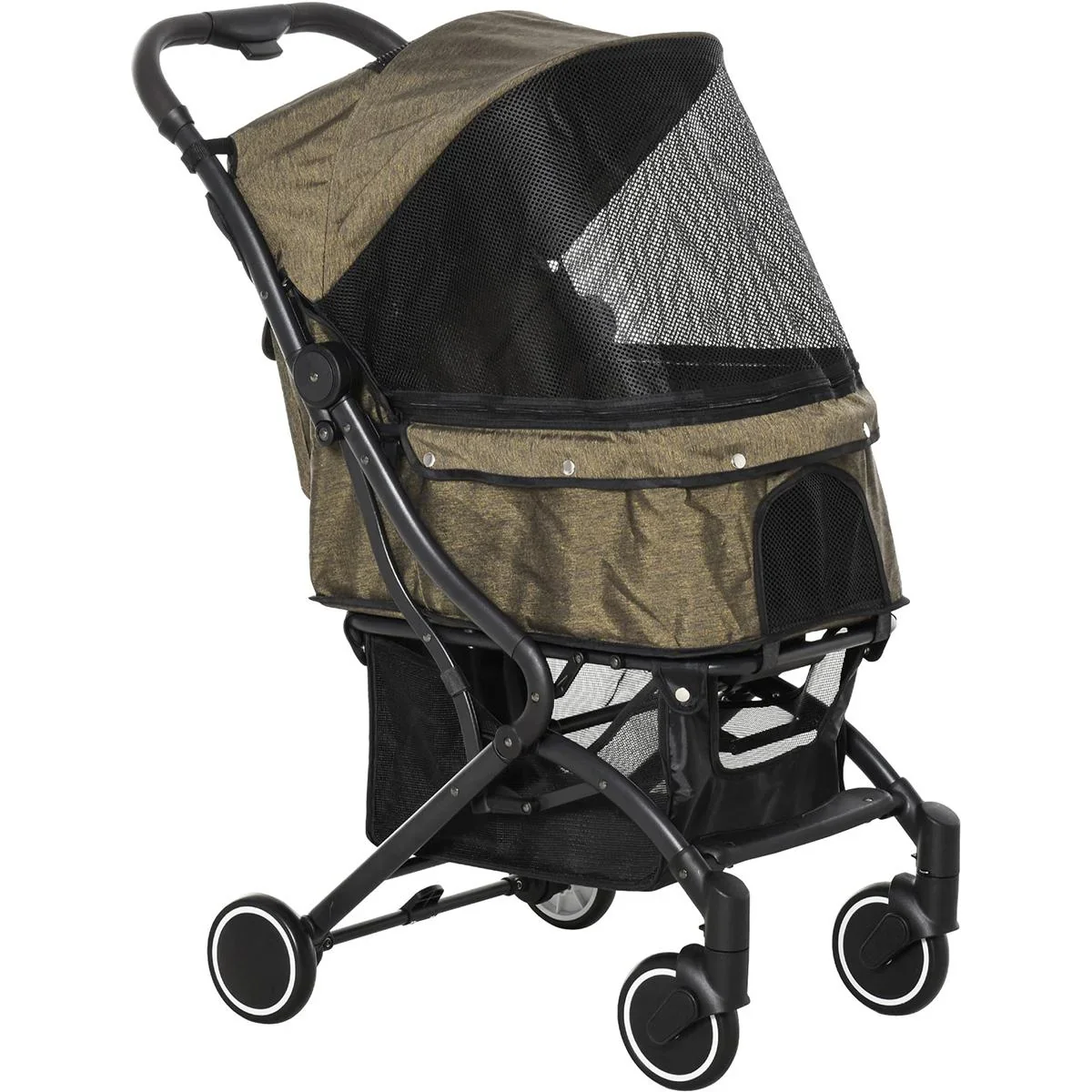 Haustierbuggy mit Klappfunktion braun, schwarz - 8