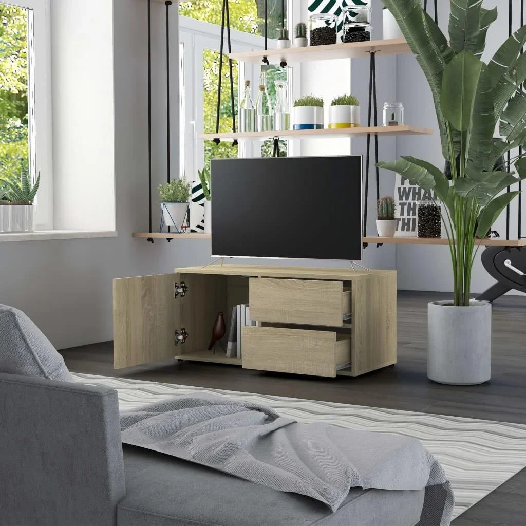 TV-Schrank 80x34x36 cm Spanplatte Sonoma Eiche - 0