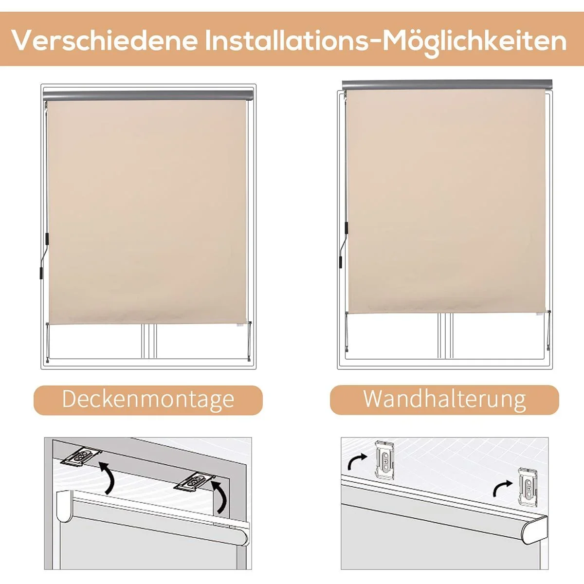 Senkrechtmarkise mit Handkurbel grau - 8