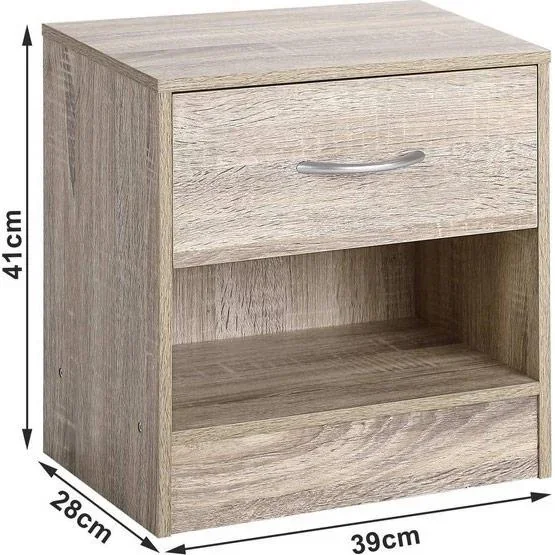Nachttisch Eiche-Look 39x28x41cm - 0