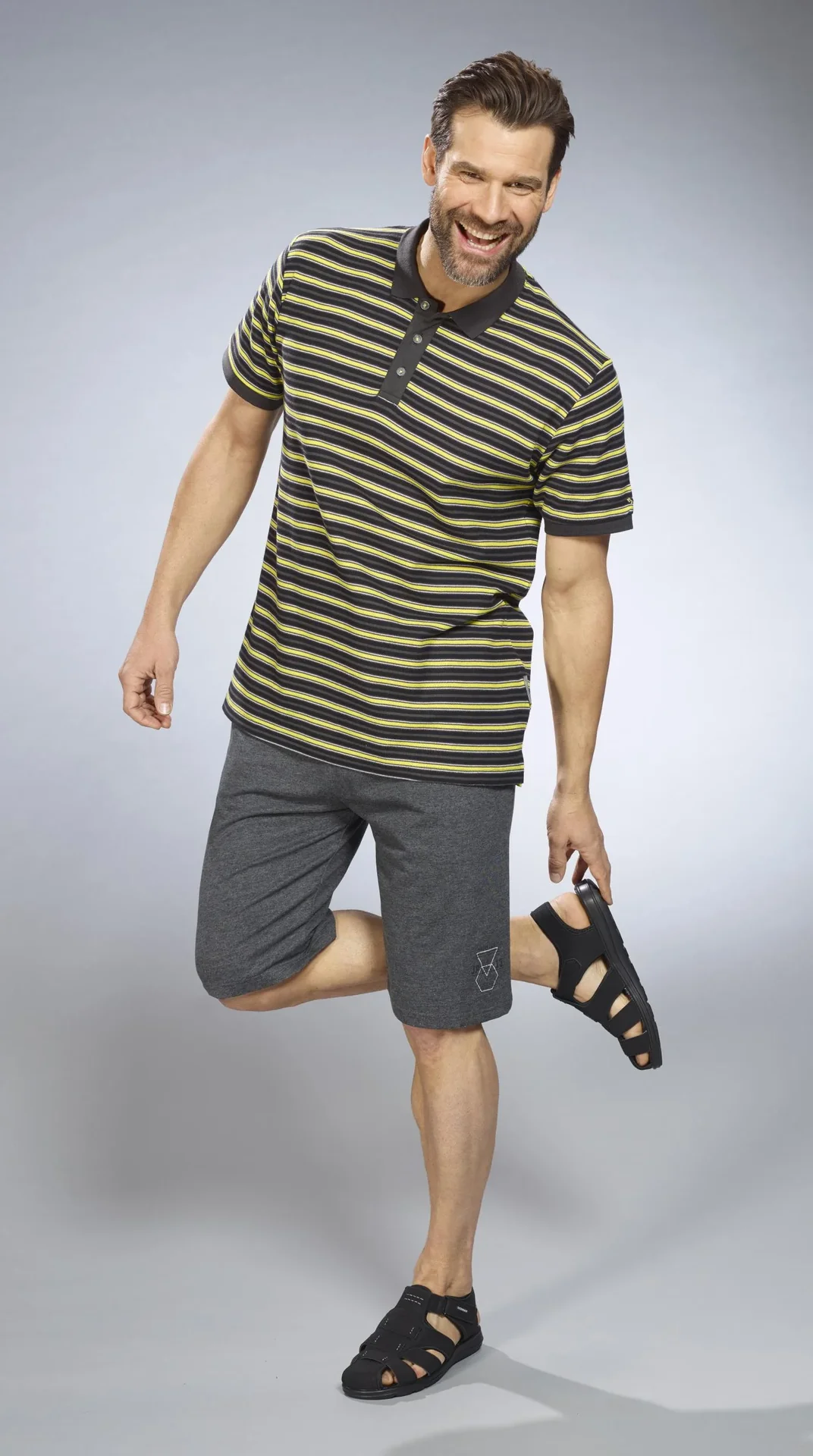 Poloshirt gestreift, Farbe anthrazit/gelb, Gr.M - 4
