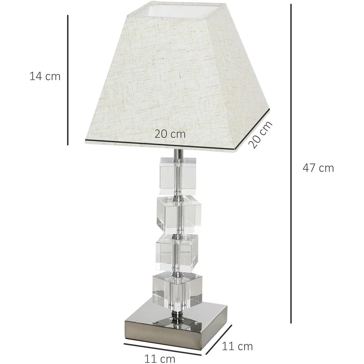 Tischlampe mit Kristallsockel cremeweiß - 2