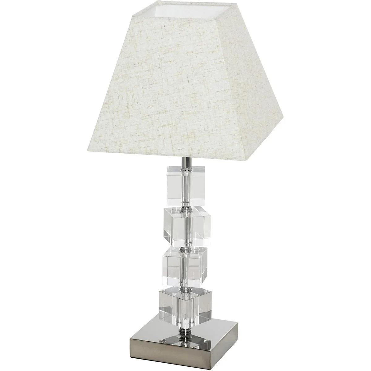 Tischlampe mit Kristallsockel cremeweiß - 4