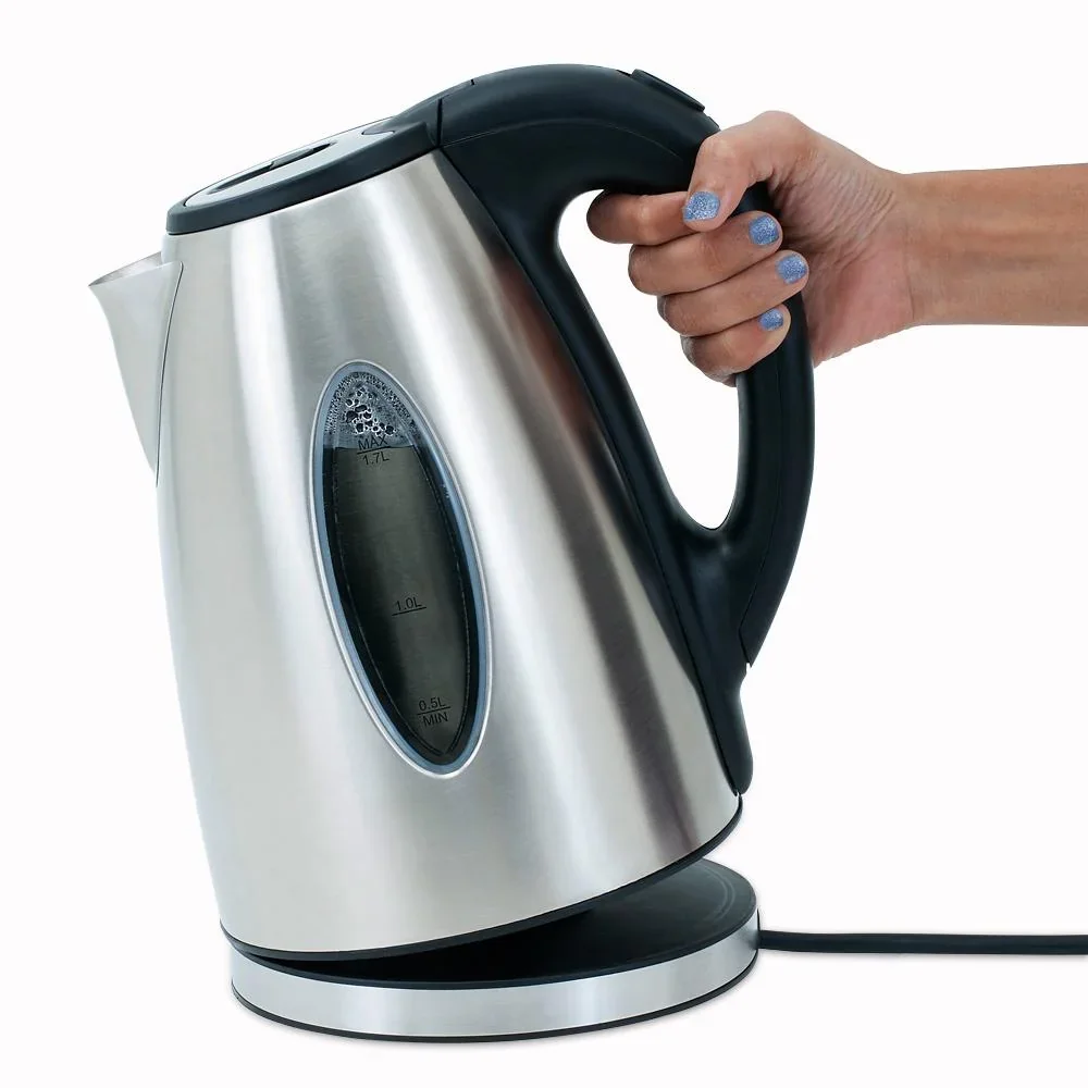 Wasserkocher Silber/Schwarz Edelstahl 1.7L - 1