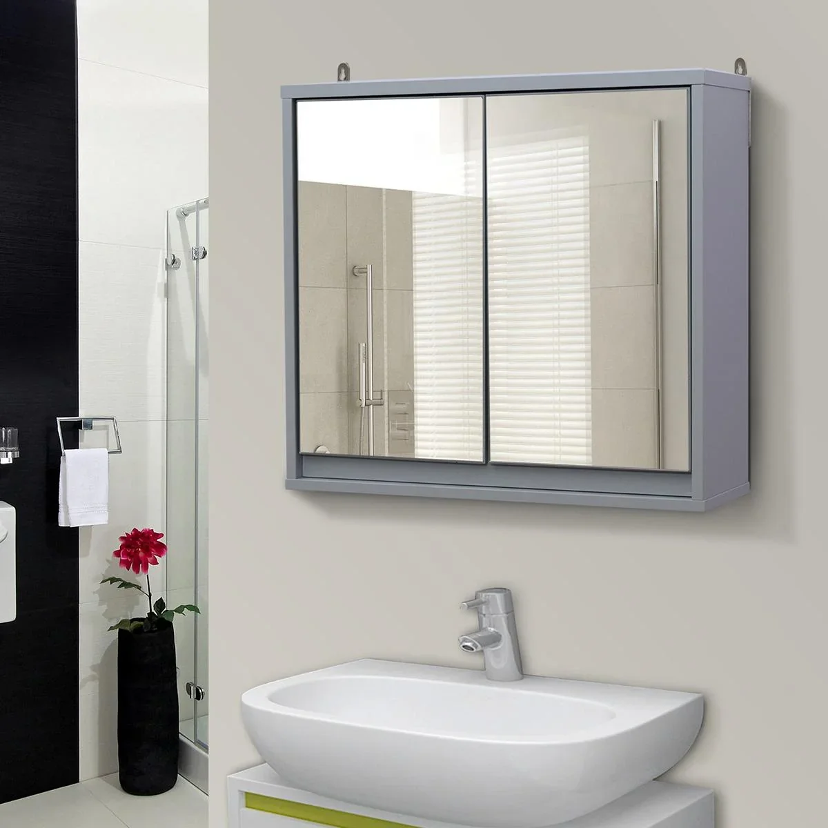 Spiegelschrank grau - 1