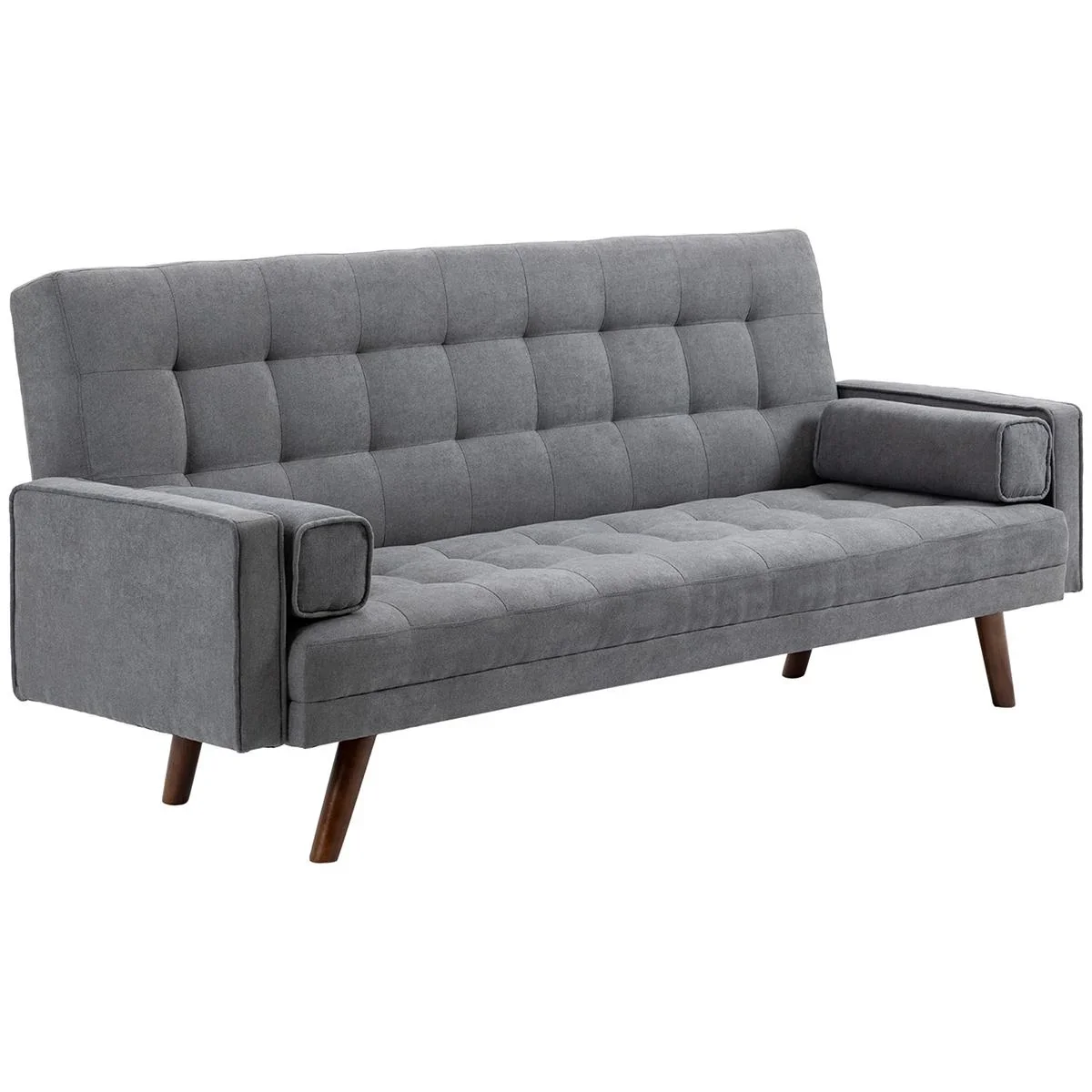 Dreisitziges Sofa mit Schlaffunktion, grau, 208 x 81 x 92 cm - 2