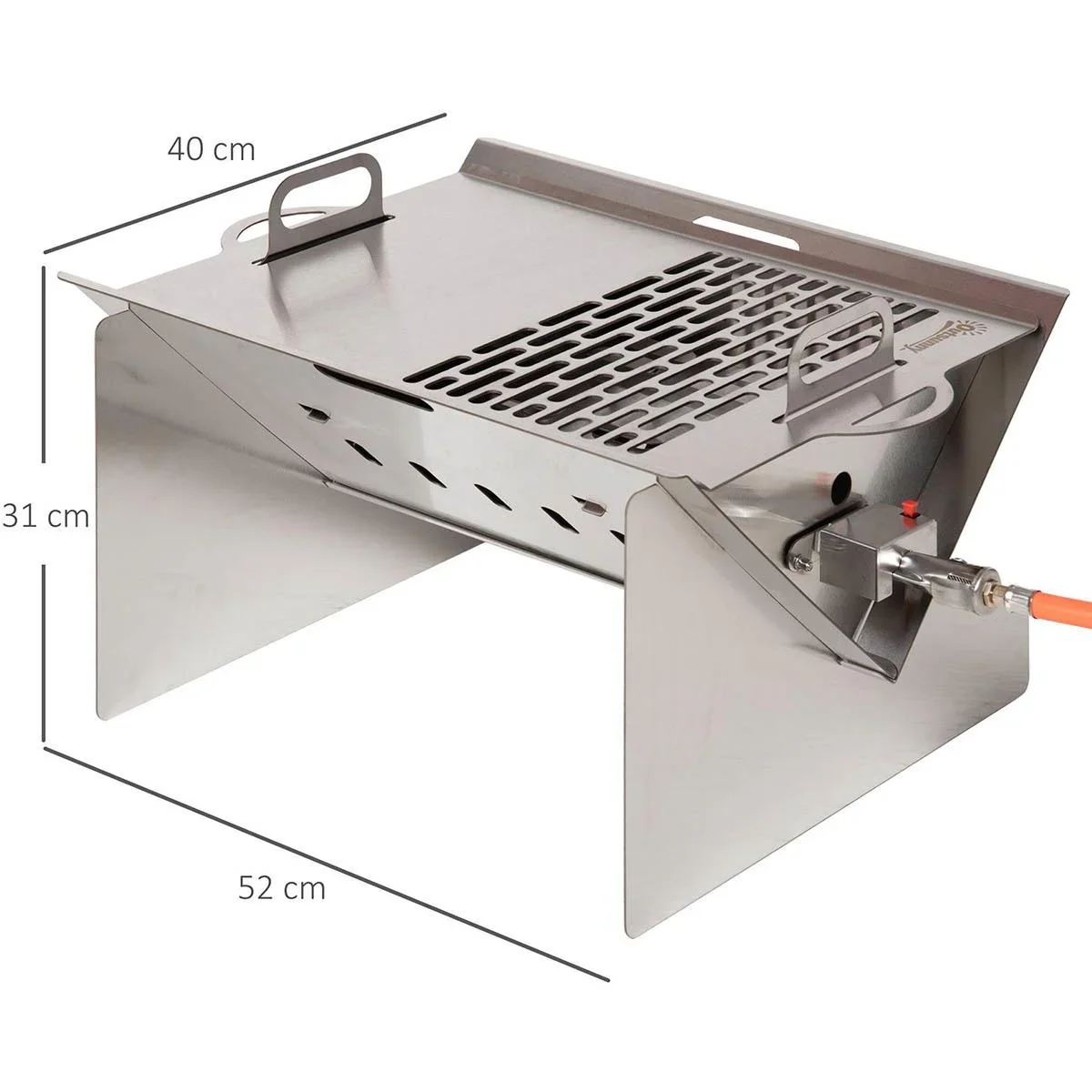 Tischgrill mit Piezo-Zündung - Edelstahl - 52 x 40 x 31 cm - 2