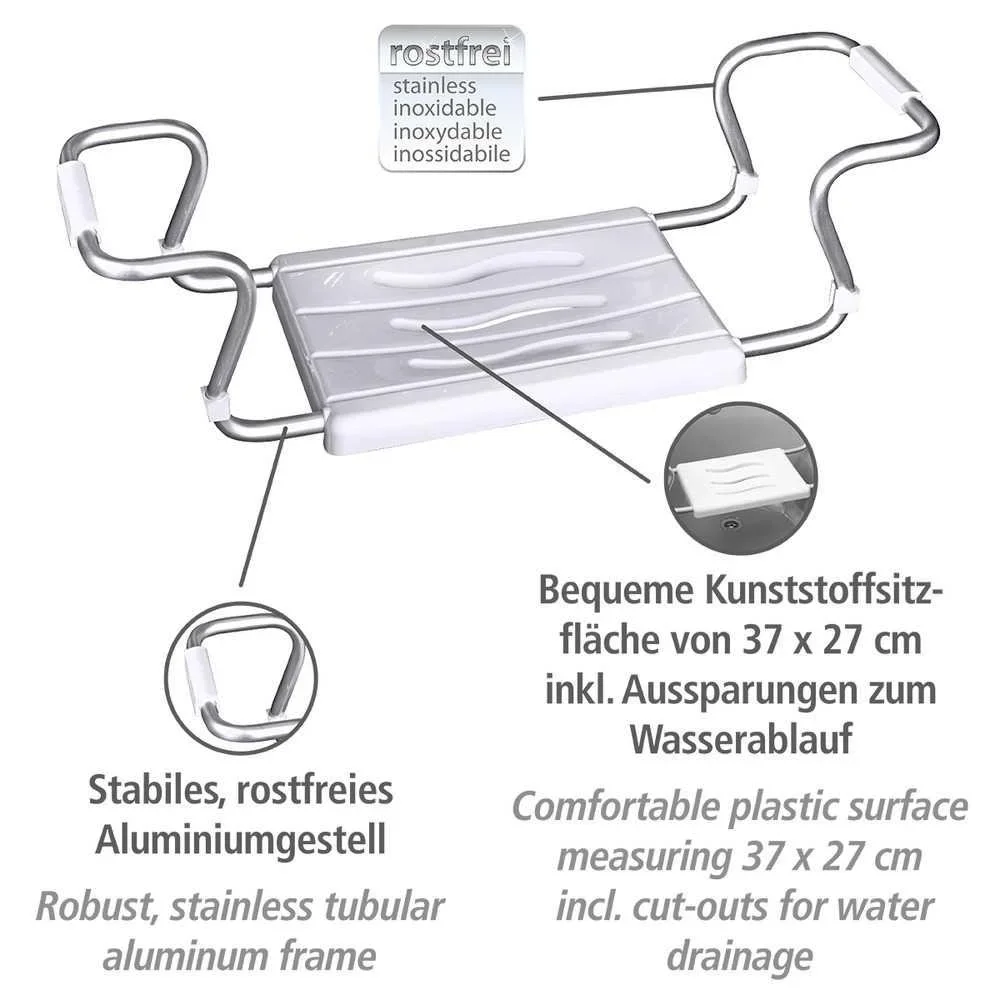 Badewannensitz Secura, weiß, ausziehbar, 120 kg Tragkraft - 3