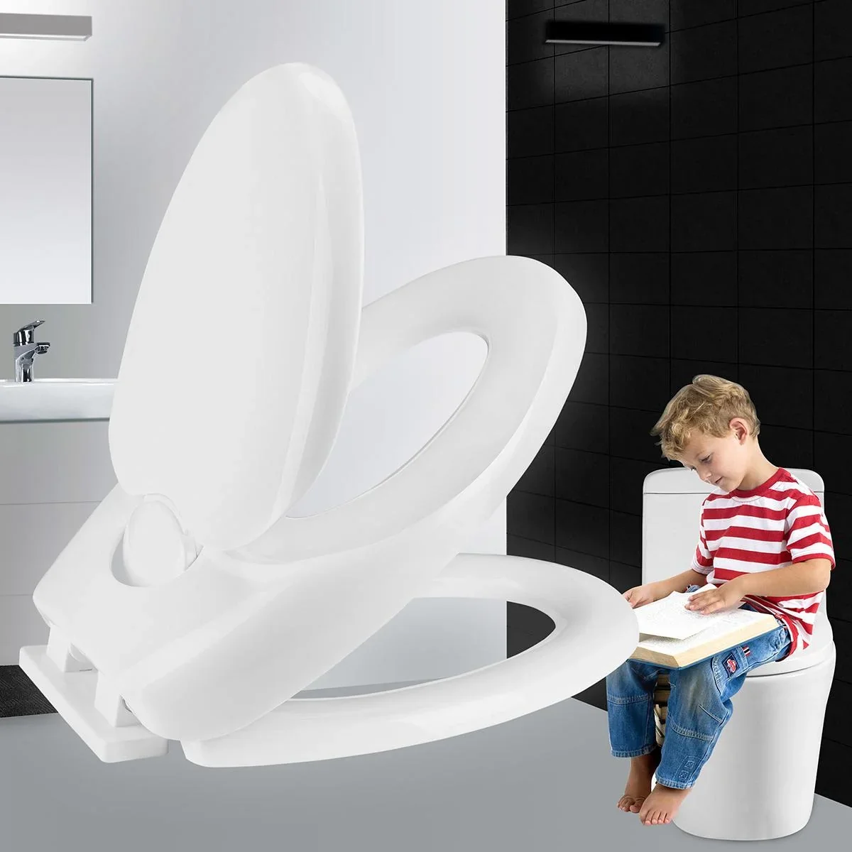 Toilettensitz "Family" mit doppelter Absenkautomatik - weiß - 2