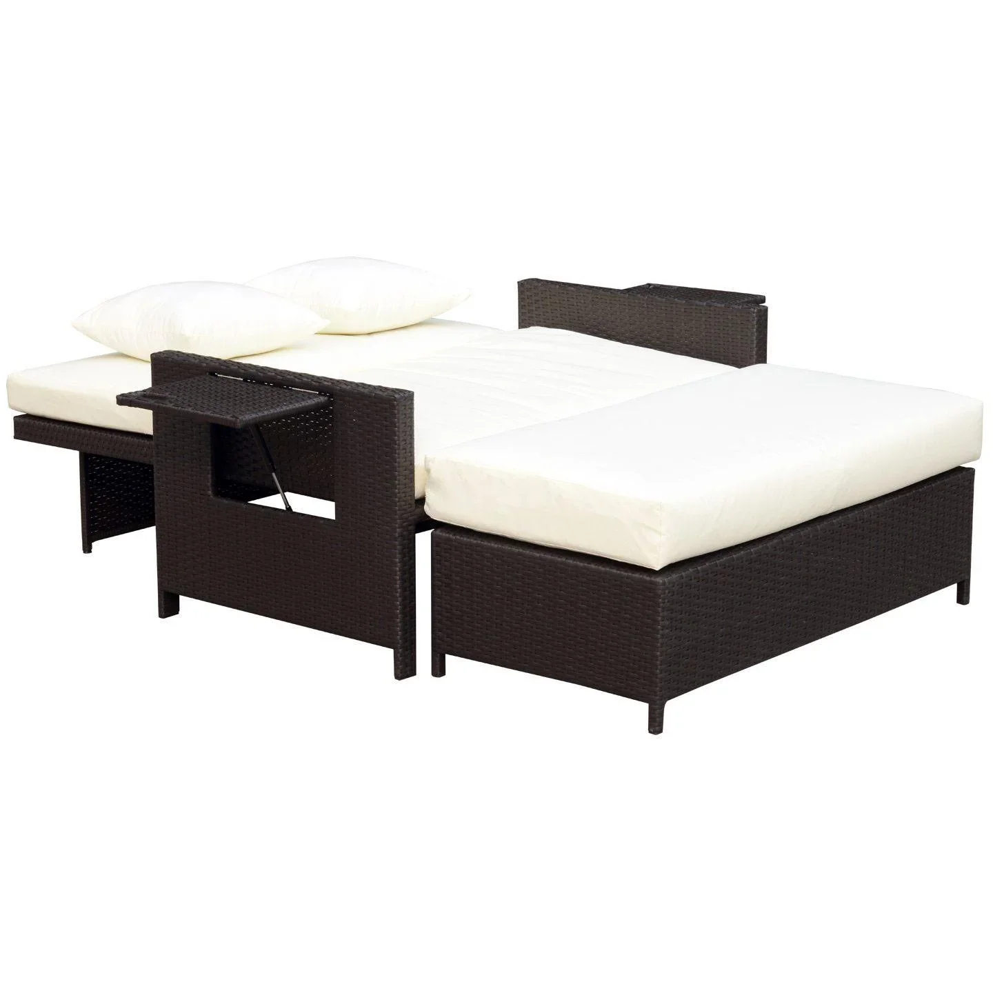 Polyrattan Lounge-Sofa mit Kissen - 4
